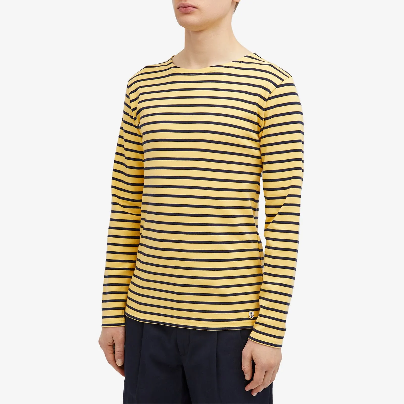 Armor-Lux 2297 Long Sleeve Houat Mariniere T-Shirt, Yellow & Marine Deep