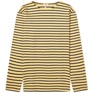 Armor-Lux 2297 Long Sleeve Houat Mariniere T-Shirt, Yellow & Marine Deep