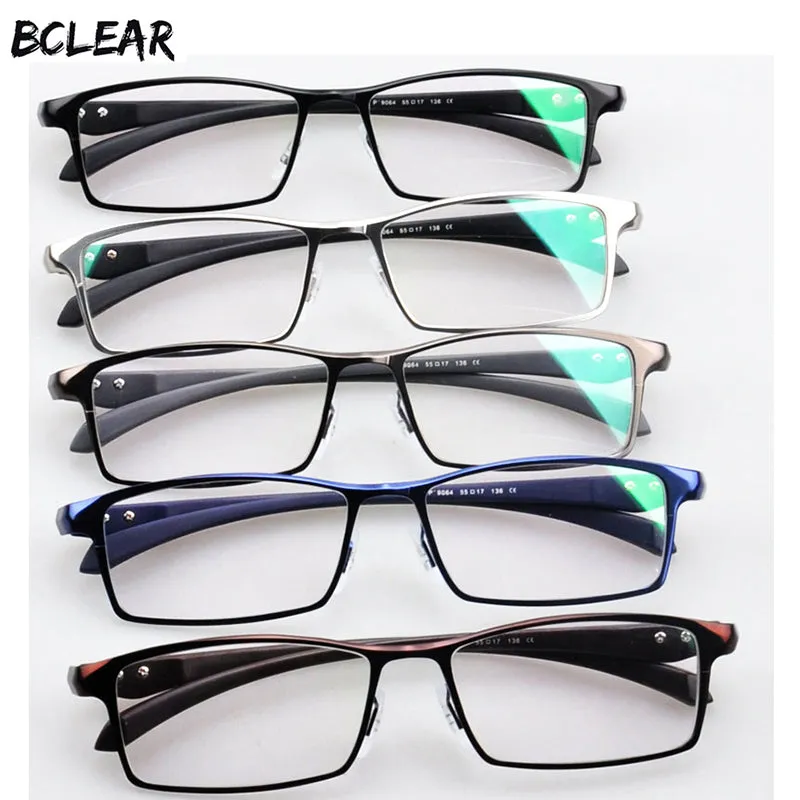 Bclear Men Titanium Alloy Eyeglasses Flexible Temples Legs Ip Electroplating Alloy Material Full Rim And Half Rim