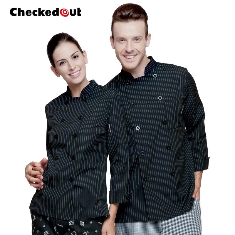 CHEF COATS MAN BLACK AND WHITE STRIPES