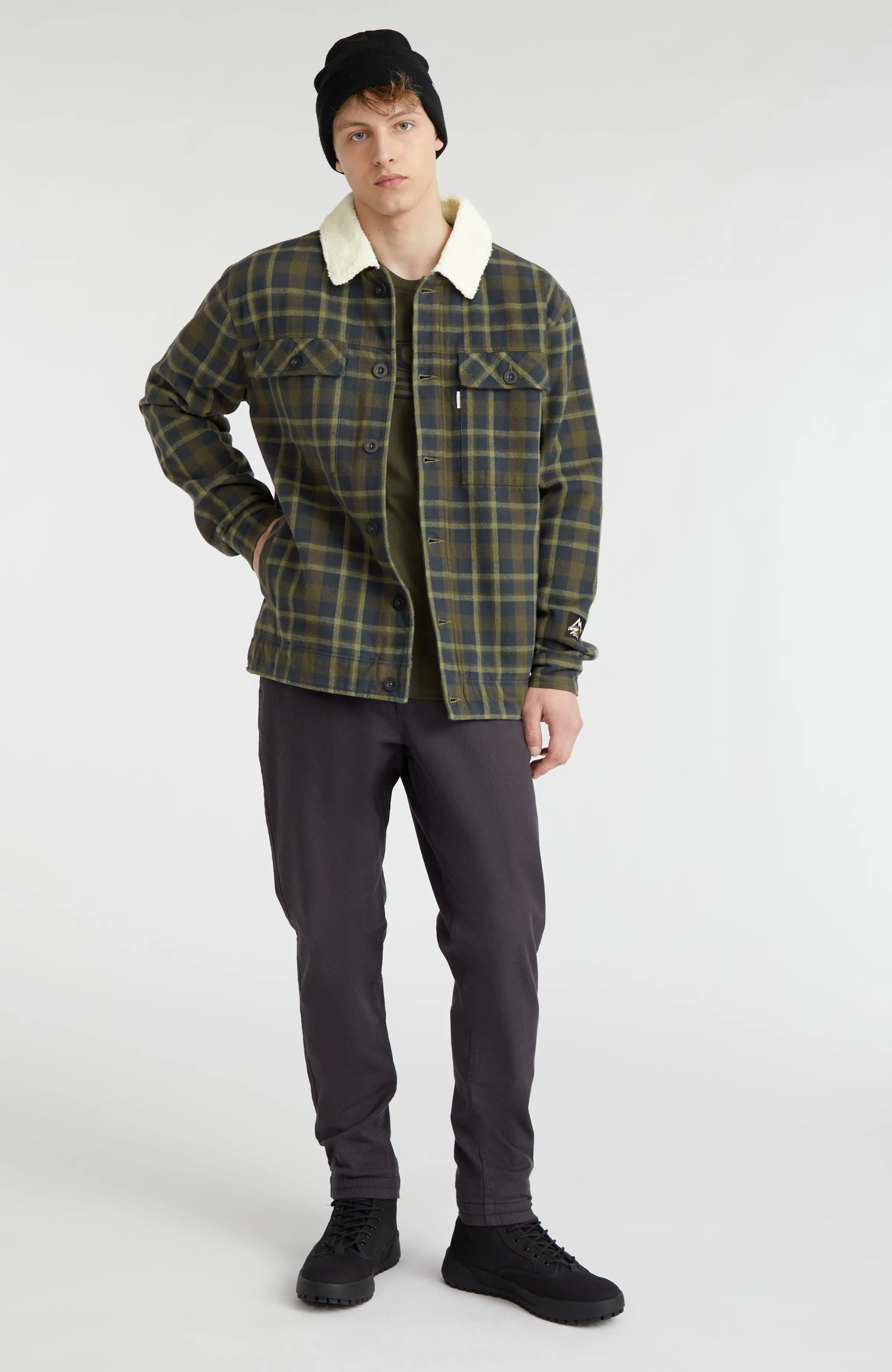 Fleece-Lined Jacket | Blue Shirt Check