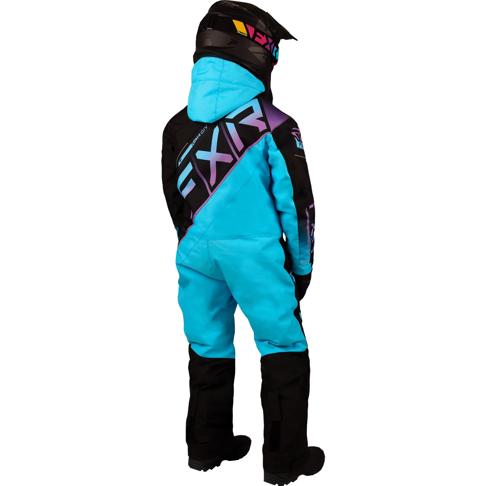 FXR Child CX Snowmobile Monosuit Black/Sky-Lilac Fade Blue