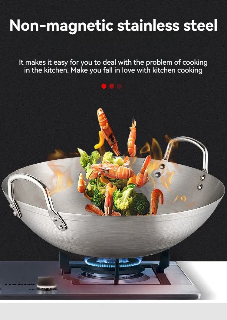 kkboxly Versatile Stainless Steel Wok - Perfect for Gas & Induction Cooking, Durable Kitchen Essential