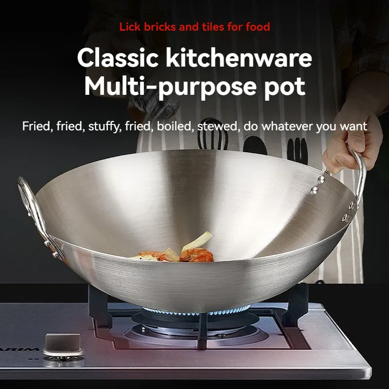 kkboxly Versatile Stainless Steel Wok - Perfect for Gas & Induction Cooking, Durable Kitchen Essential