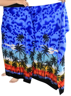 LA LEELA Men Sarong Soft Light Printed Swimsuit Pareo Towel Boys 72"X42" Royal Blue_3075