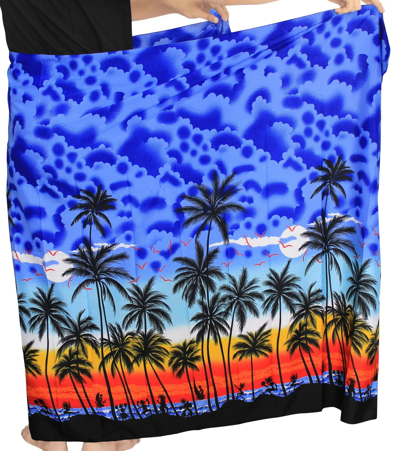 LA LEELA Men Sarong Soft Light Printed Swimsuit Pareo Towel Boys 72"X42" Royal Blue_3075