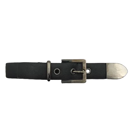 Nickel With Black PU Prong Belt Buckle