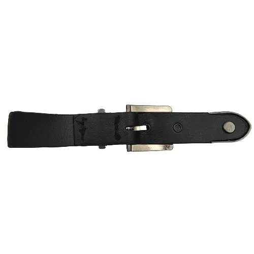 Nickel With Black PU Prong Belt Buckle