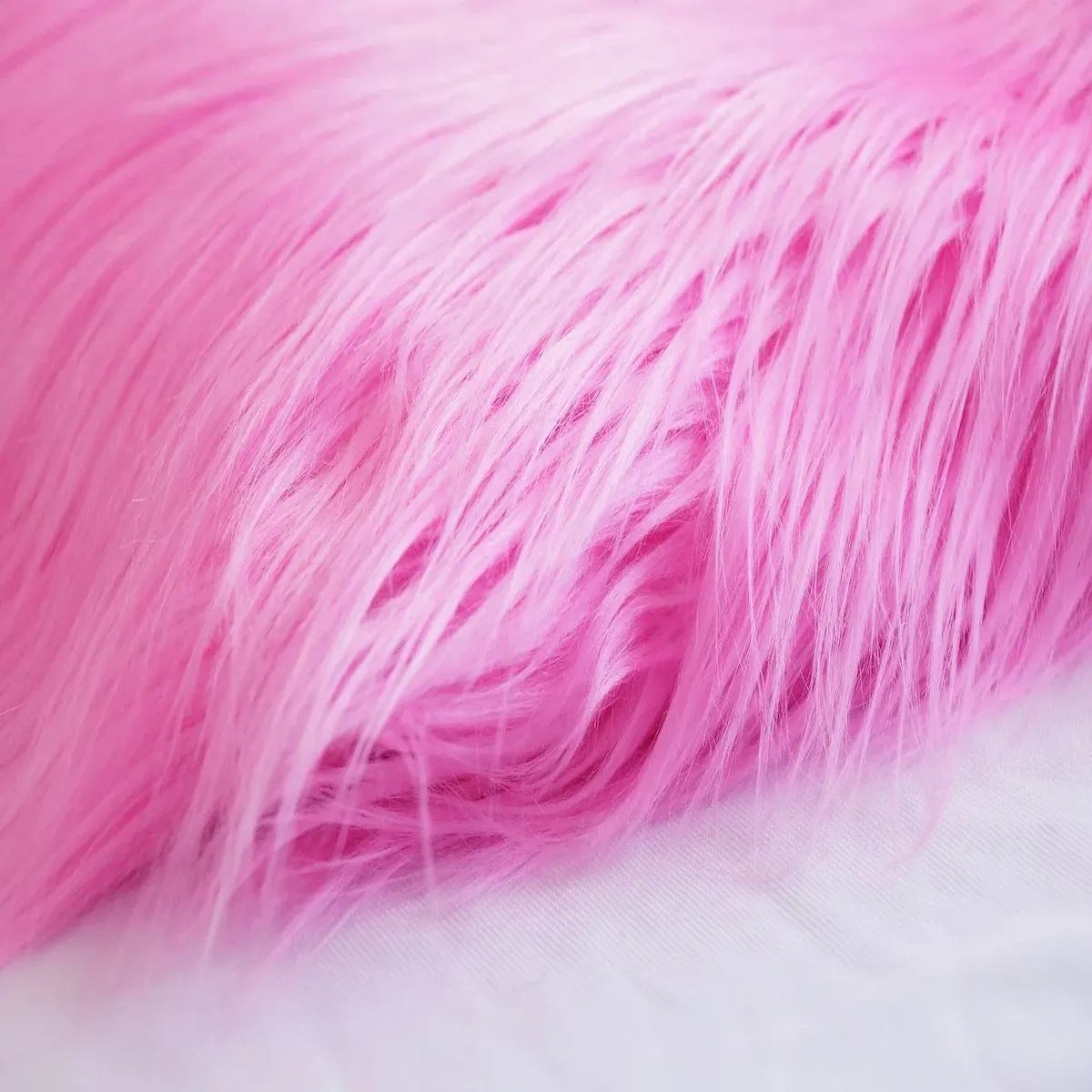 Pink Shaggy Long Pile Faux Fur Fabric (4")