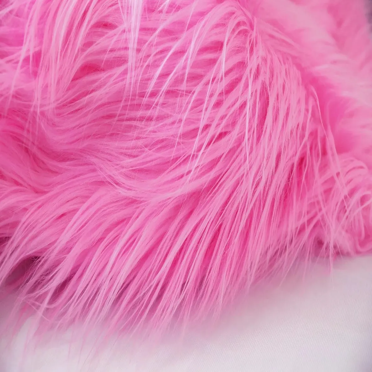 Pink Shaggy Long Pile Faux Fur Fabric (4")