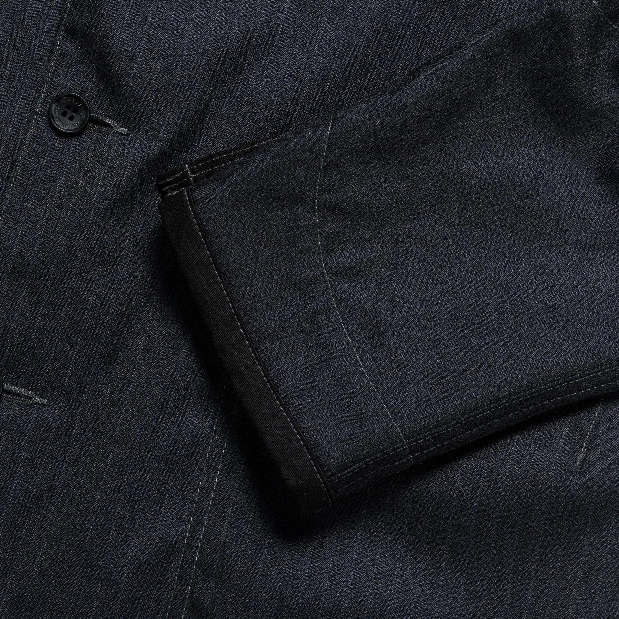 Polyester Wool Herringbone Jacket - Navy