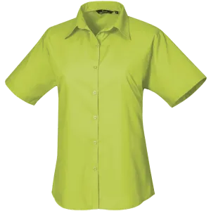 Premier Short Sleeve Poplin Blouse Plain Work Shirt