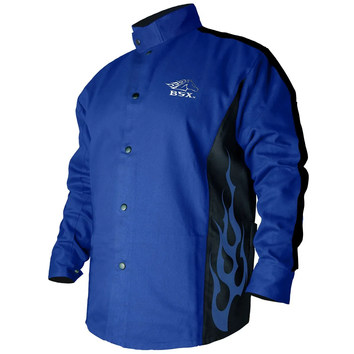 Revco BSX® Cotton Welding Jacket: Royal Blue Flames - BXRB9C