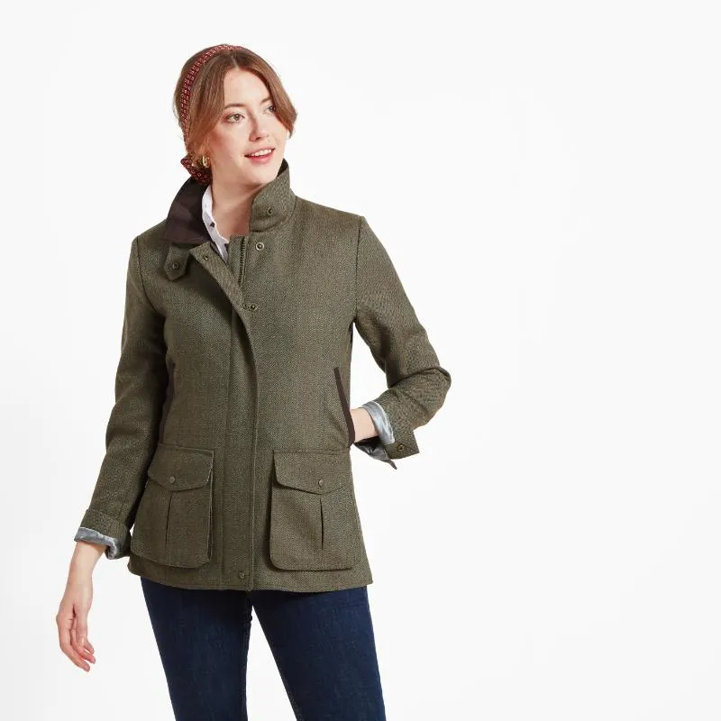 Schoffel Ladies Lilymere Tweed Jacket - Loden Green Herringbone Tweed