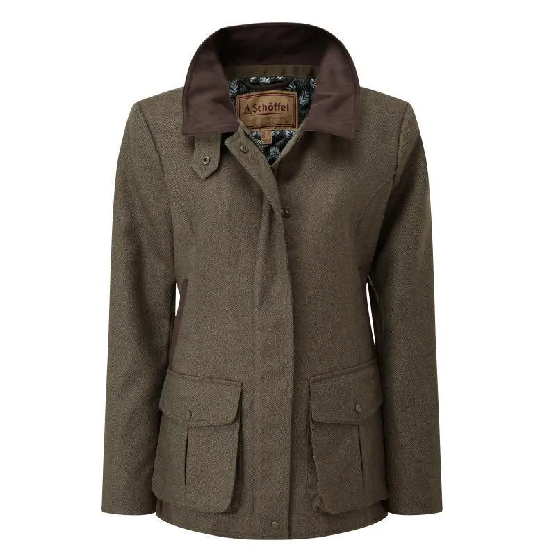 Schoffel Ladies Lilymere Tweed Jacket - Loden Green Herringbone Tweed