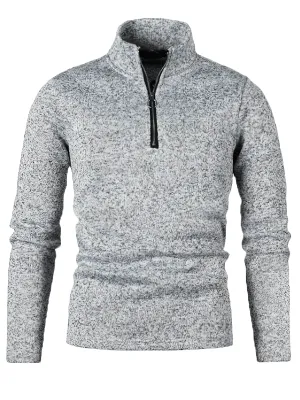 Stand Collar Thicker Sweatshirt with Half Zipper for Men - SF0413