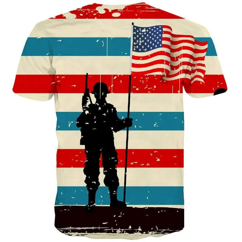 Usa T shirts Men National Flag Tshirts Novelty Gun T-shirts 3d Military Tshirt Anime