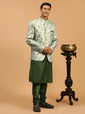 VASTRAMAY Green Jodhpuri And Kurta Set