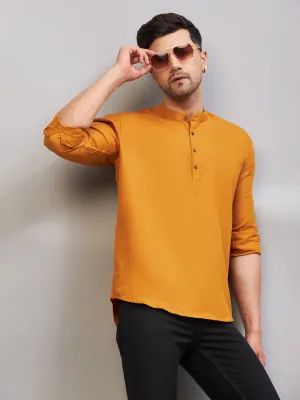 VASTRAMAY Men's Rust Cotton Kurta