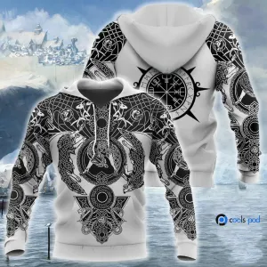 Viking Tattoo All Over Print Hoodie. Viking Tattoo Hoodie Vikings Hoodies