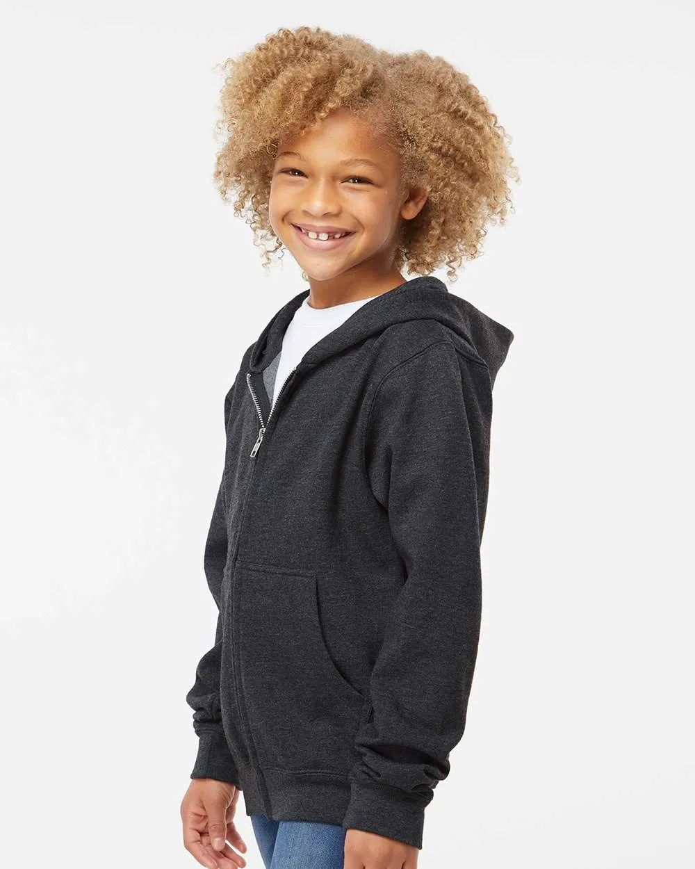 Youth Midweight Full-Zip Hooded Sweatshirt